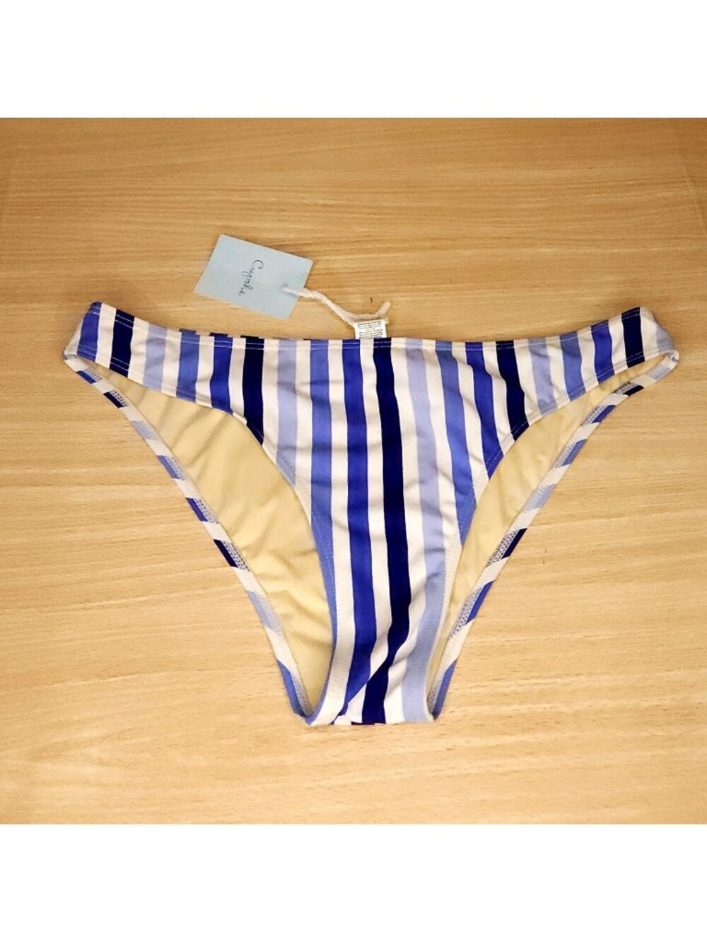Cupshe Womens New Blue Striped Bikini Bottom Large